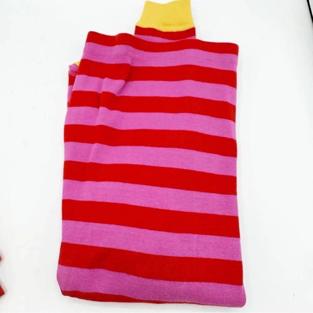 Hanna Andersson Striped Long John Pajama‎ Set in  Pink/Red Organic Cotton Sz 10
